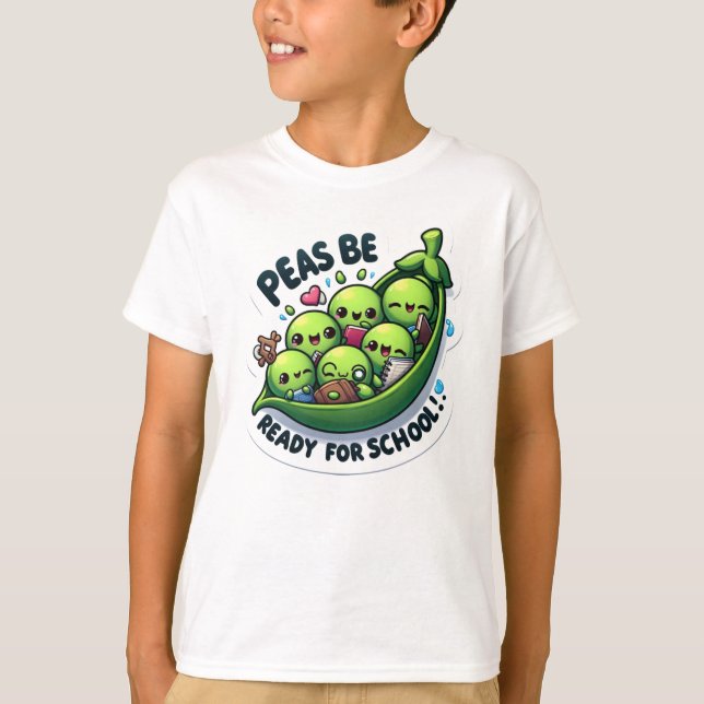 T-shirt Les petits pois sont prêts pour l'école (Devant)