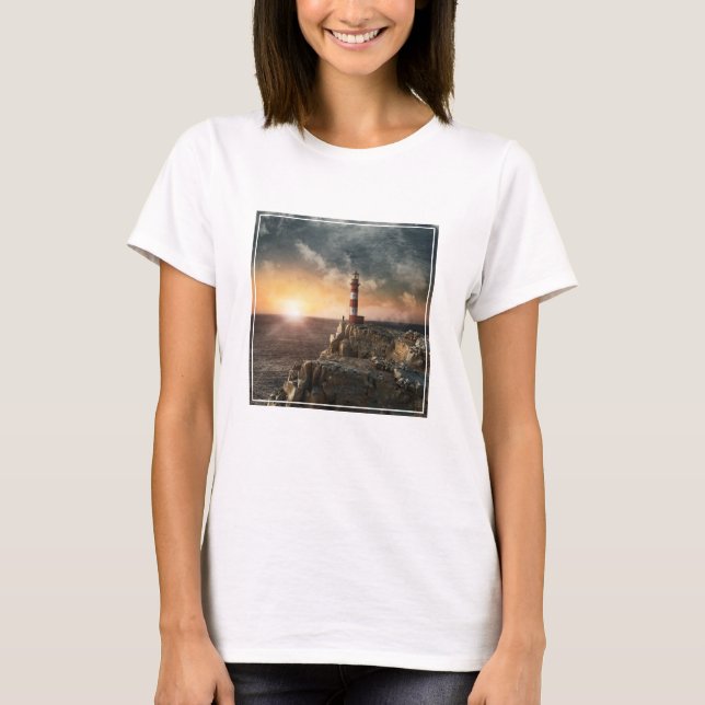 T-shirt Les phares | Phare rouge et blanc (Devant)