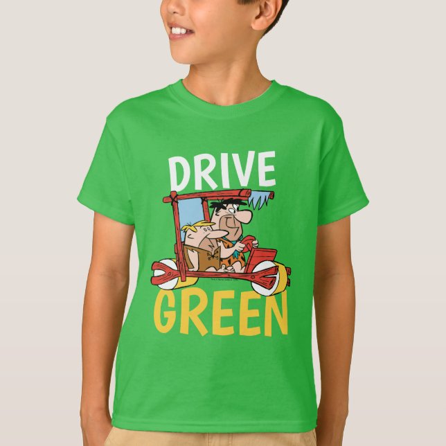T-shirt Les Pierrafeu | Fred & Barney - Drive Green (Devant)