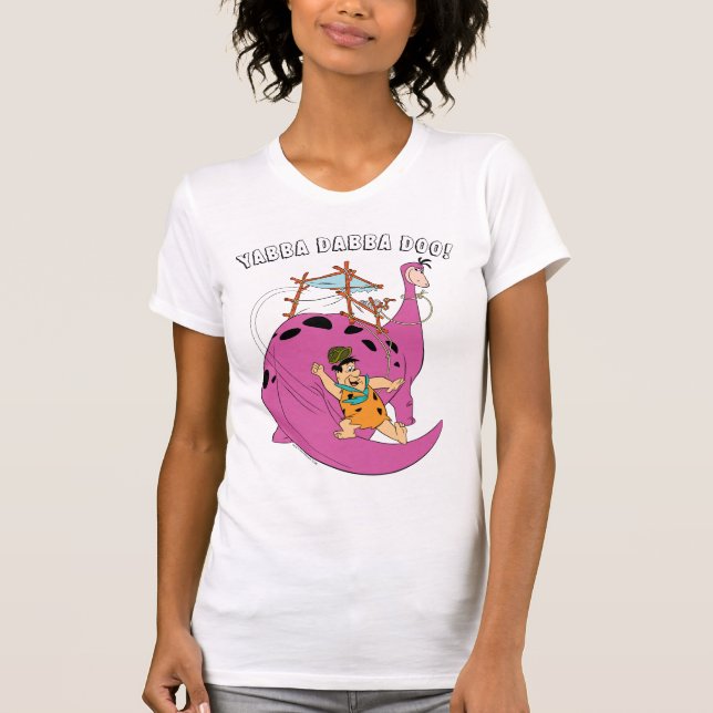 T-shirt Les Pierrafeu | Fred Sliding Down Tail (Devant)