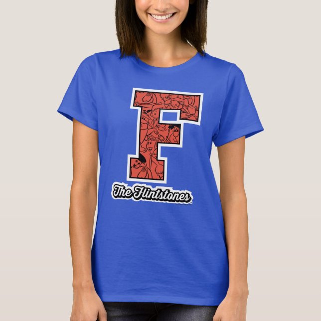 T-shirt Les Pierrafeu | Monogramme de style collégial (Devant)