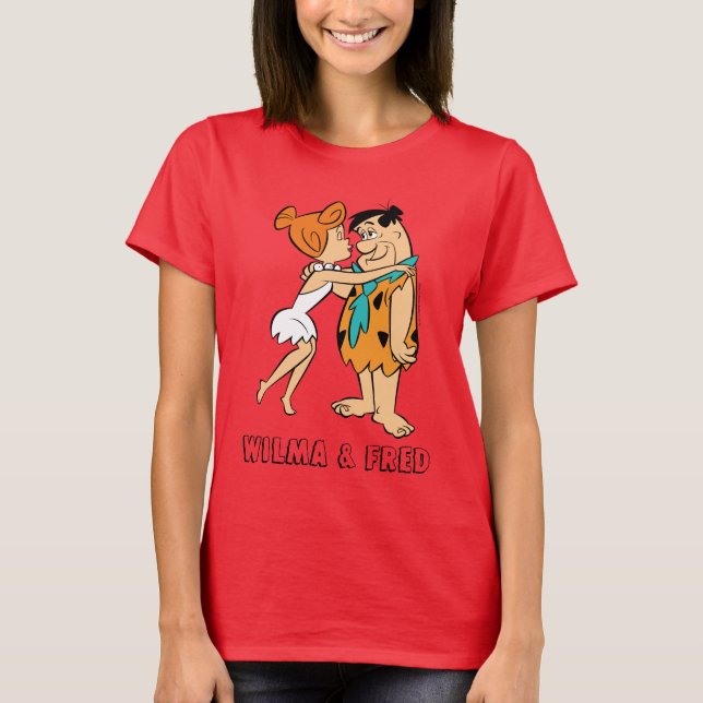 T-shirt Les Pierrafeu | Wilma Kissing Fred (Devant)