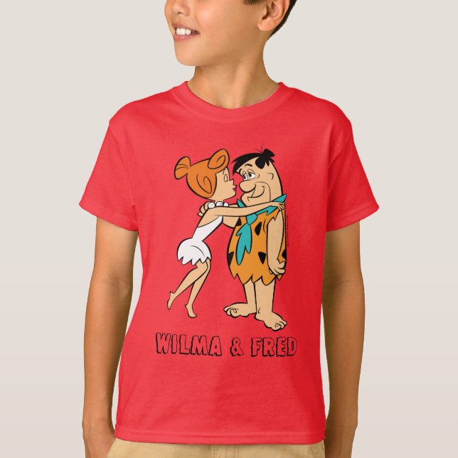 T-shirt Les Pierrafeu | Wilma Kissing Fred (Devant)