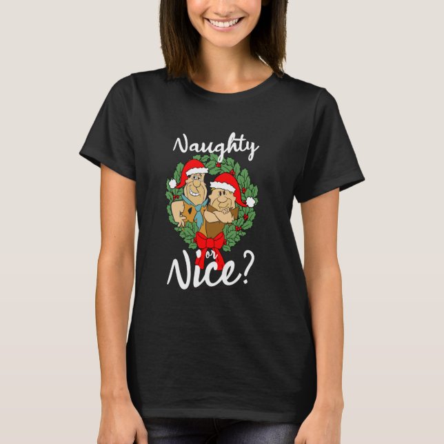 T-shirt Les Pierres De Fred Et Barney Naughty Ou Nice Ch (Devant)