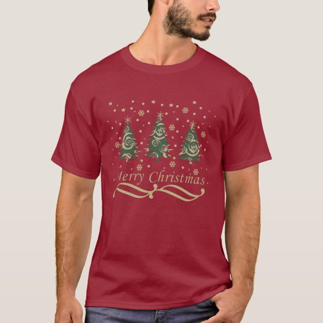 T-shirt Les pins de Noël modernes décorés (Devant)