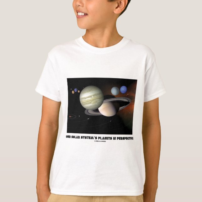 T-shirt Les planètes de notre système solaire en perspecti (Devant)