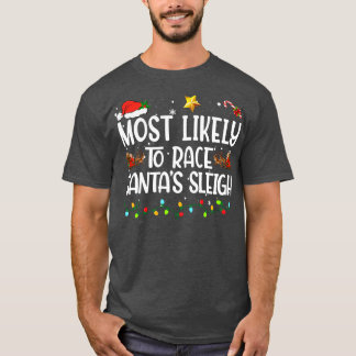 T-shirt Les Plus Probables À La Course Santas Sleigh Noël