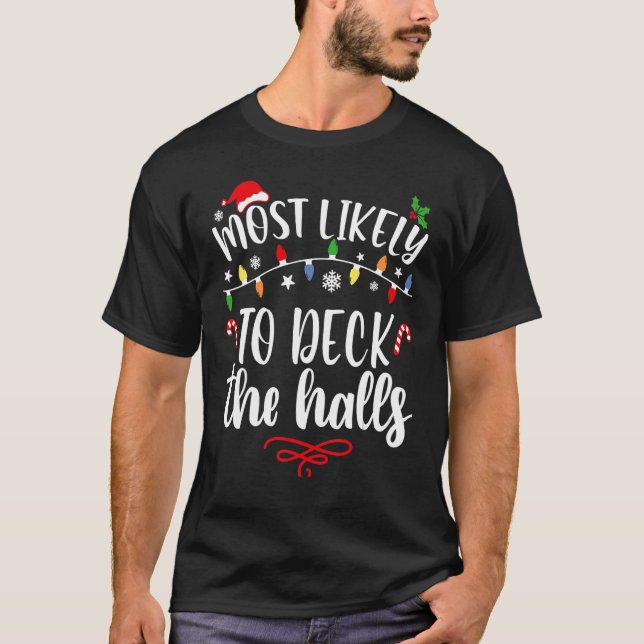 T-shirt Les Plus Probables À Noël Deck Les Halls Family Ch (Devant)