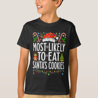 T-shirt Les Plus Susceptibles De Manger Père Noël Cookies 