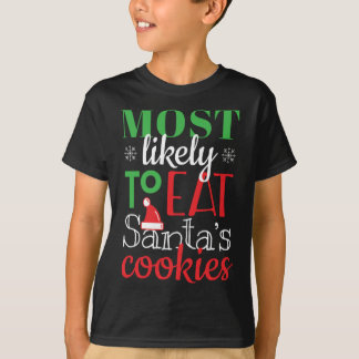 T-shirt Les Plus Susceptibles De Manger Père Noël Cookies 