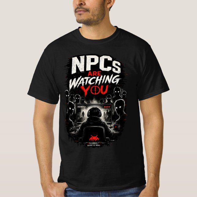 T-shirt Les PNJ vous regardent – Conception de bug de Dark (Devant)