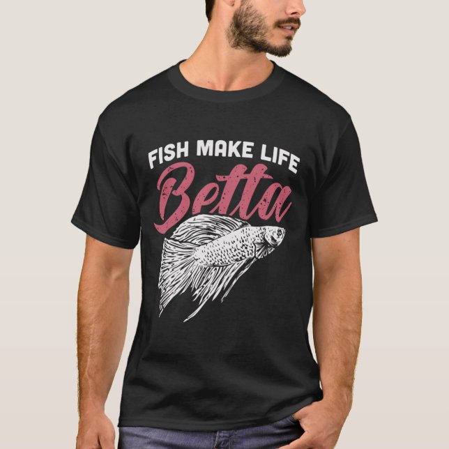 T-shirt Les poissons rendent la vie plus drôle Betta Comba (Devant)