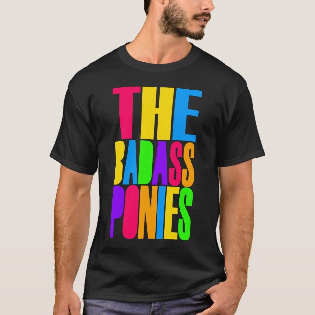 T-shirt Les poneys de Badass (couleurs, foncées) (Devant)