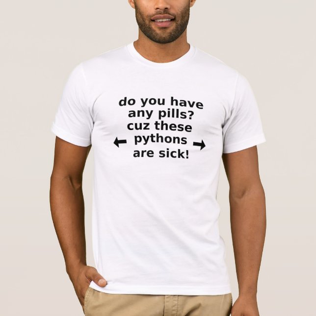 T-shirt Les pythons sont malades (la lumière) (Devant)