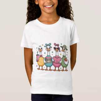 T-Shirt Les quatre canards de filles avec différentes acti