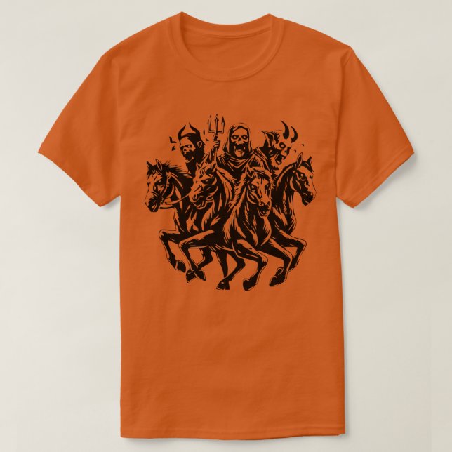 T-shirt Les quatre cavaliers de l'Apocalypse zombie (Design devant)