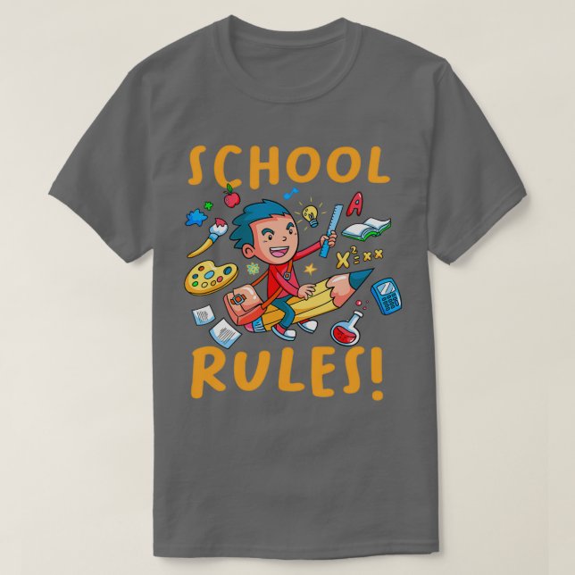 T-shirt Les règles de l'école enseignant première daz de l (Design devant)