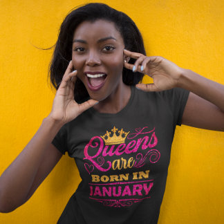 T-shirt Les Reines Sont Nées En Janvier Faux Parties scint