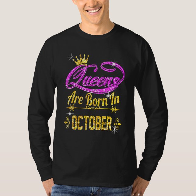 T-shirt Les Reines Sont Nées En Octobre (Devant)