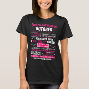 T-shirt Les reines sont nées en octobre pour les femmes