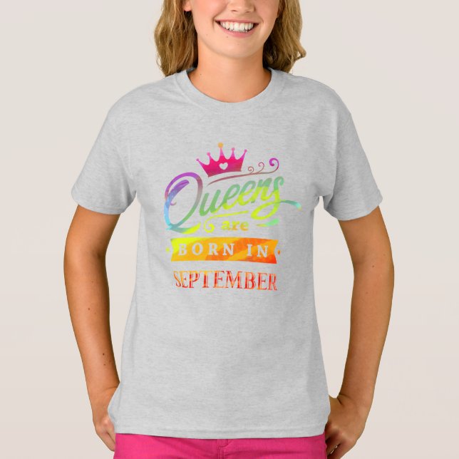 T-shirt Les reines sont nées en Septembre Anniversaire Cad (Devant)