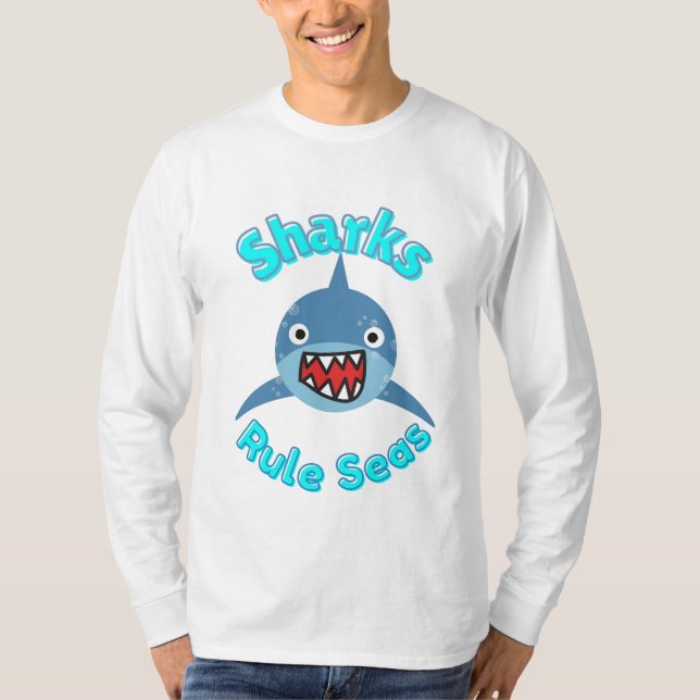 T-shirt les requins dominent la mer, style dessin animé (Devant)