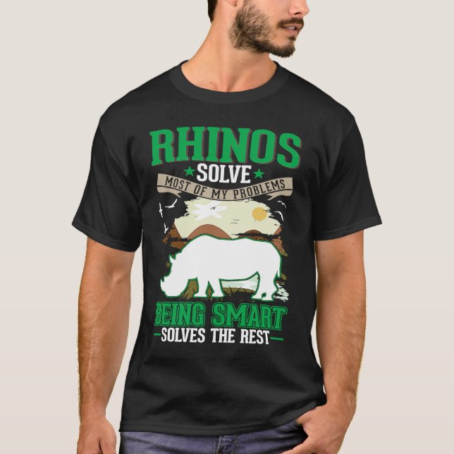 T-shirt Les rhinocéros résolvent la plupart de mes problèm (Devant)