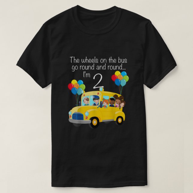 T-shirt Les Roues Sur Le Bus 2 Anniversaire 2 Ans Yel (Design devant)