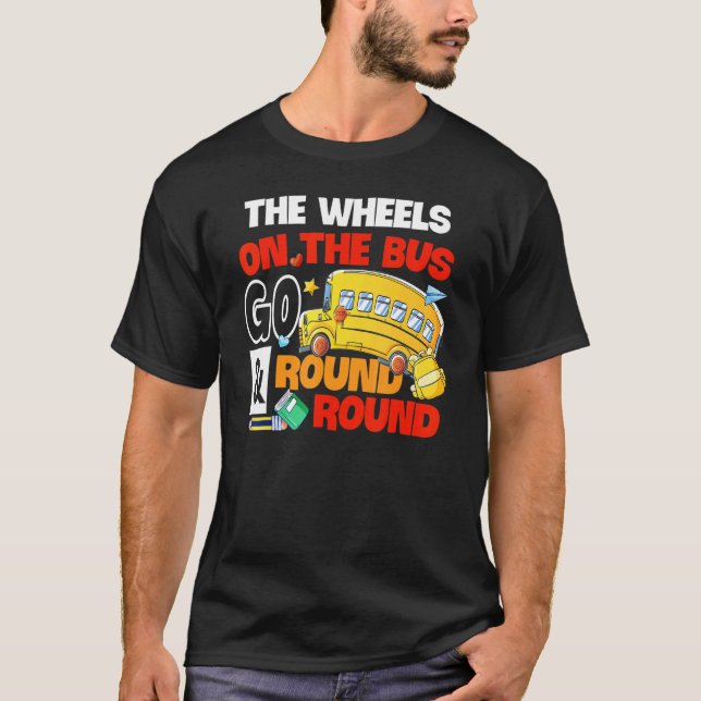 T-shirt Les Roues Sur Le Bus Circulent Autour Et Arrondi (Devant)