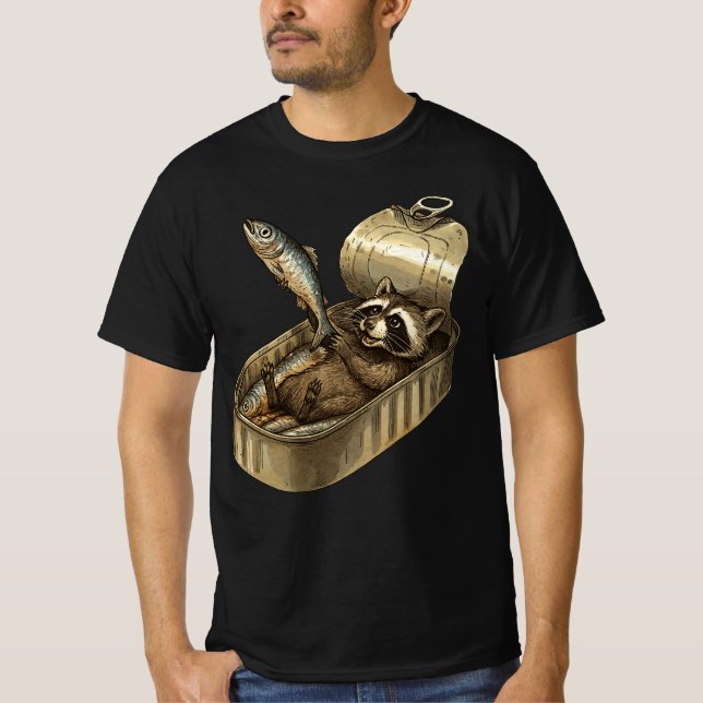 T-shirt Les Sardines Raccoon | Funny Tinned Fish Raccoon  (Devant)