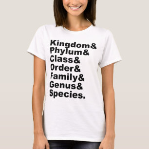 T-shirt Les sept catégories de la taxinomie biologique