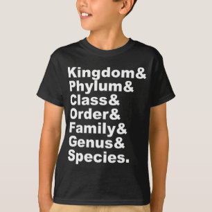 T-shirt Les sept catégories de la taxonomie biologique