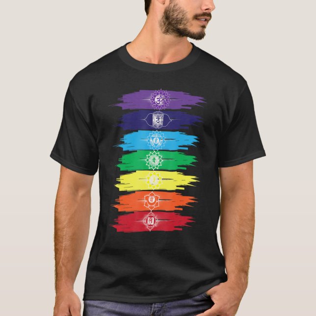 T-shirt Les Sept Chakra Du Corps Humain (Devant)