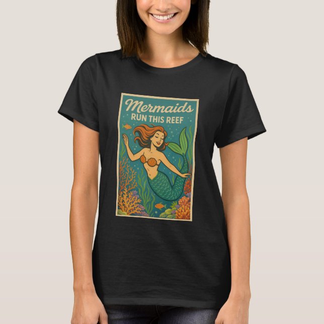 T-shirt Les Sirènes Dirigent Ce Récif Rétro Corail Vie Mar (Devant)