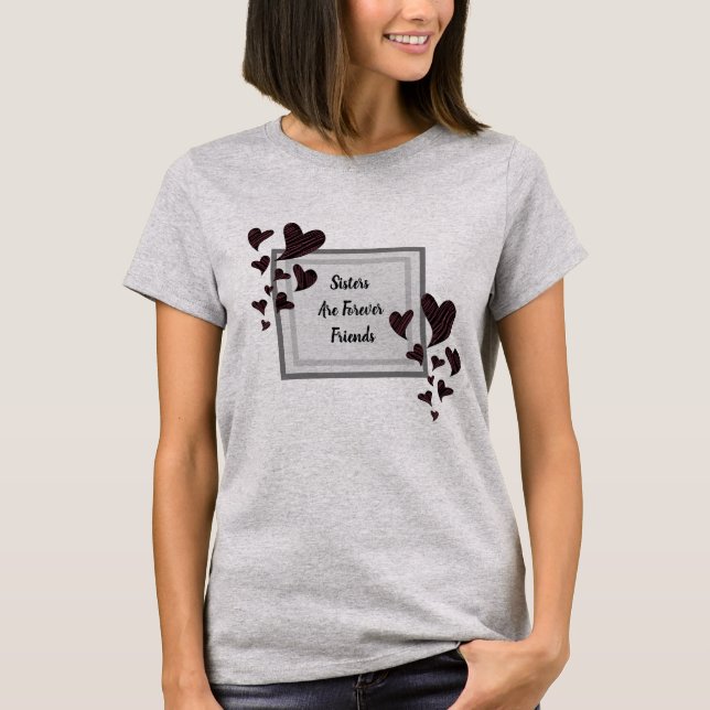 T-shirt Les soeurs sont pour toujours des amis Coeurs roug (Devant)