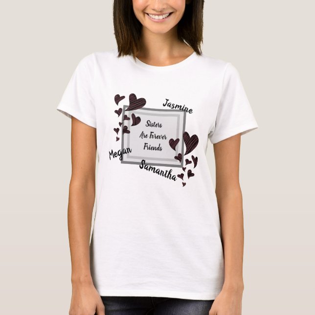 T-shirt Les soeurs sont pour toujours des amis Coeurs roug (Devant)