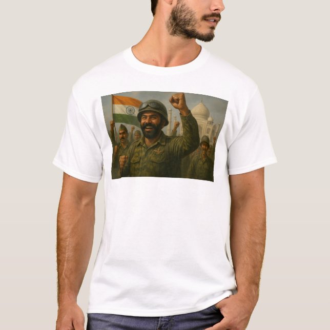 T-shirt Les soldats indiens célèbrent le triomphe du champ (Devant)