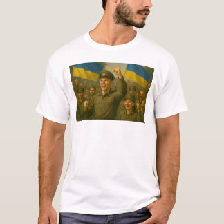 T-shirt Les soldats ukrainiens célèbrent la victoire ensem