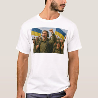 T-shirt Les soldats ukrainiens célèbrent la victoire ensem