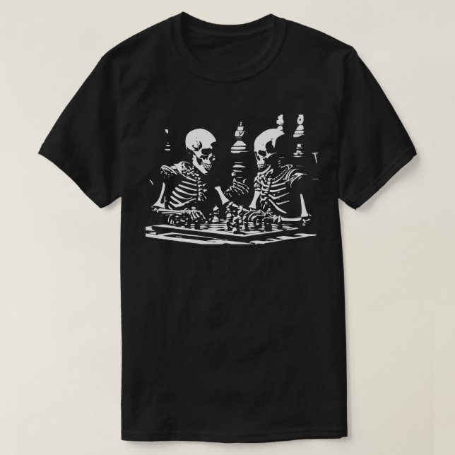 T-shirt les squelettes jouent aux échecs 13 (Design devant)