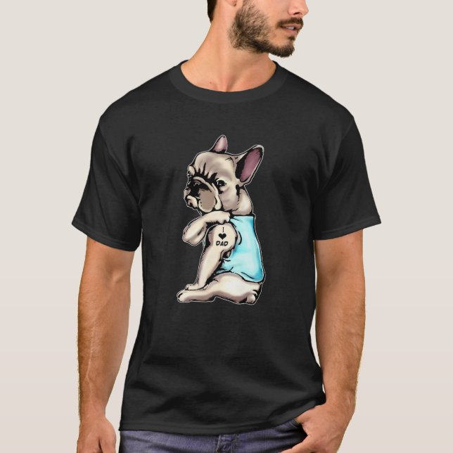 T-shirt Les Tatouages De Chien À Chiens Français J'Aime Pa (Devant)