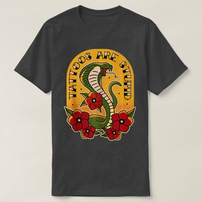 T-shirt Les tatouages sont des abrutis (Design devant)