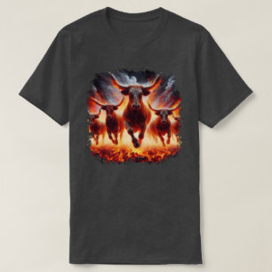 T-shirt Les taureaux qui passent à travers un paysage enfl
