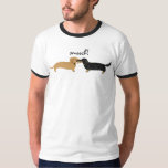 T-shirt Les teckels mignons se bécotent l'amour de chiens<br><div class="desc">Le teckel rouge aux cheveux courts et le Doxie noir et bronzage aux cheveux longs se bécotent la bande dessinée. La pièce en t d'un amoureux des chiens mignon de saucisse qui est disponible dans beaucoup de styles de chemise pour les hommes, des femmes, des enfants et des bébés. Le...</div>