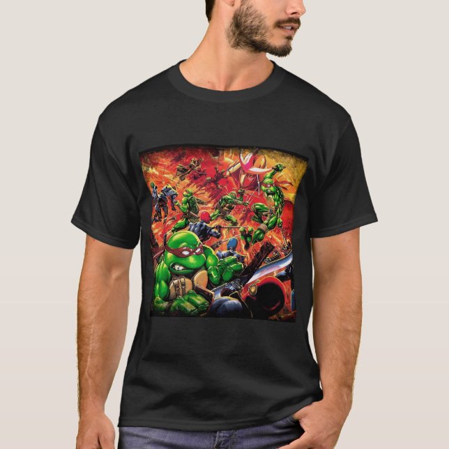 T-shirt les tortues comiques combattent les ninjas du mal (Devant)