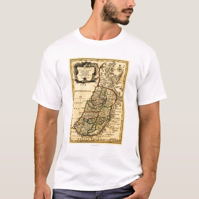 T-shirt Les tribus de l'Israël dans la carte de (Devant)