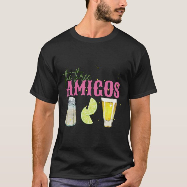 T-shirt Les Trois Amigos Sel De Chaux Tequila Drôle Cinco  (Devant)