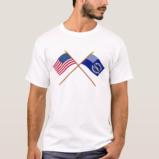 T-shirt Les USA croisés et 2èmes drapeaux de dragons de (Devant)