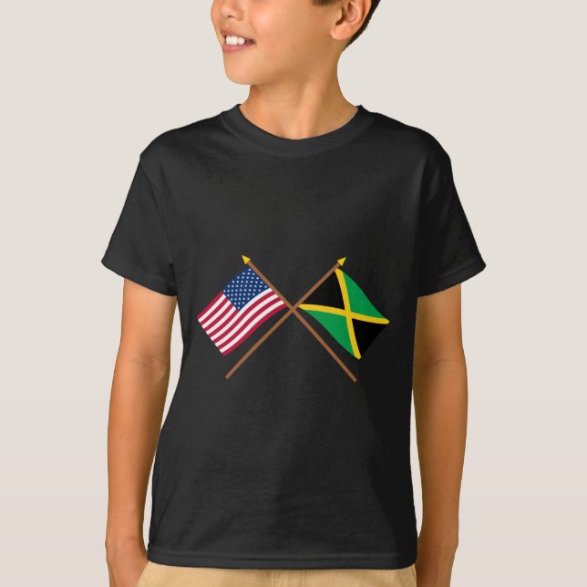 T-shirt Les USA et drapeaux croisés par Jamaïque (Devant)