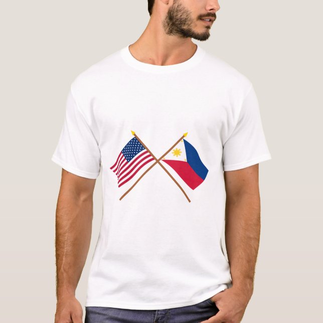 T-shirt Les USA et drapeaux croisés par Philippines (Devant)